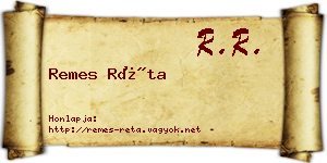 Remes Réta névjegykártya